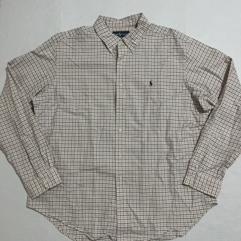 Polo Ralph Lauren Shirt Mens Size 2XL White Windowpane Plaid Pony Button Classic - Picture 2 of 10